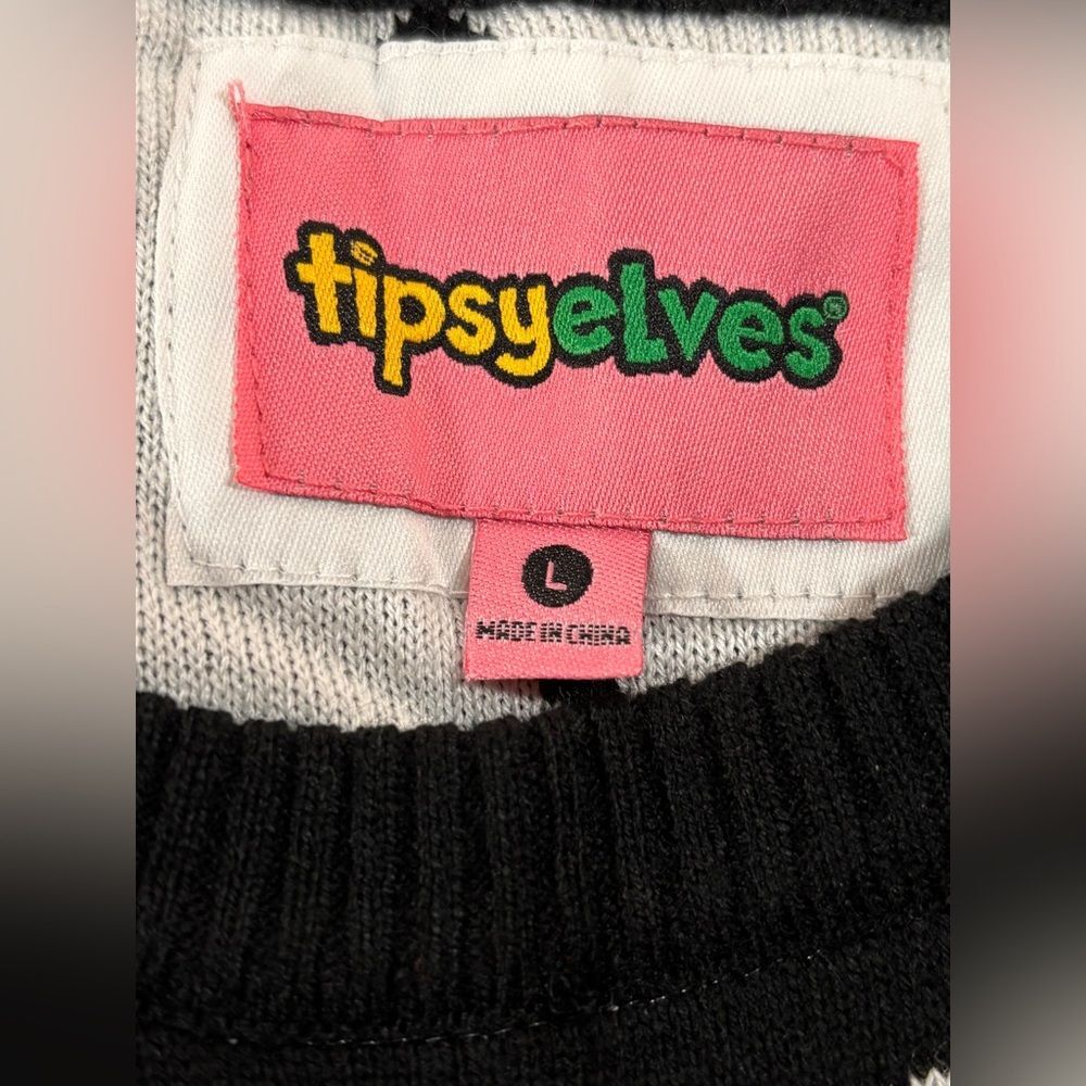 Tipsy Elves Light Show Gingerbread House Fun Classic Cabincore Holiday Sweater L - Picture 5 of 13